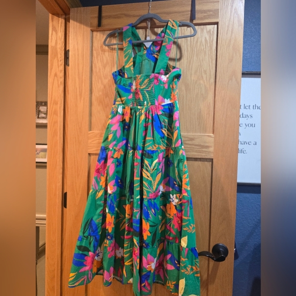 J.Crew Factory Printed tiered halter midi dress Bright Clover Multi Sold out 2 - Picture 7 of 9